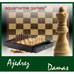 SET LACADO DE AJEDREZ Y DAMAS CON CAJON