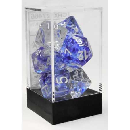 SET DE 7 DADOS NEBULA AZUL OSCURO C/BLANCO