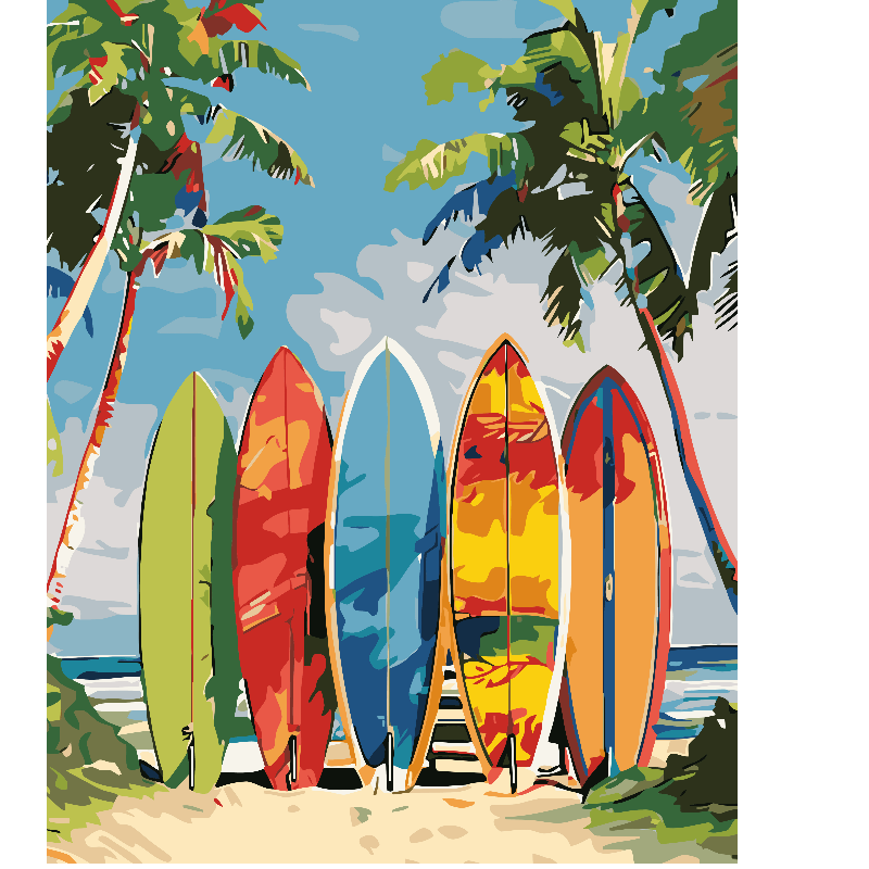KIT PAINT BY NUMBERS TABLAS DE SURF II 40x50