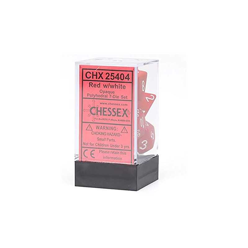 SET DE 7 DADOS OPACOS ROJO C/BLANCO