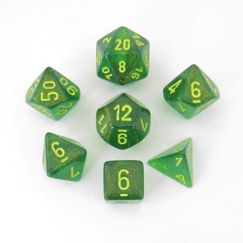 SET DE 7 DADOS BOREALIS MAPLE VERDE C/AMARILLO